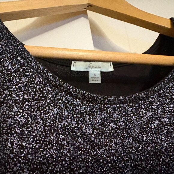 Soprano Skater Dress Small Blue Silver Sparkly Sleeveless Polyester Holiday NYE - Picture 2 of 3